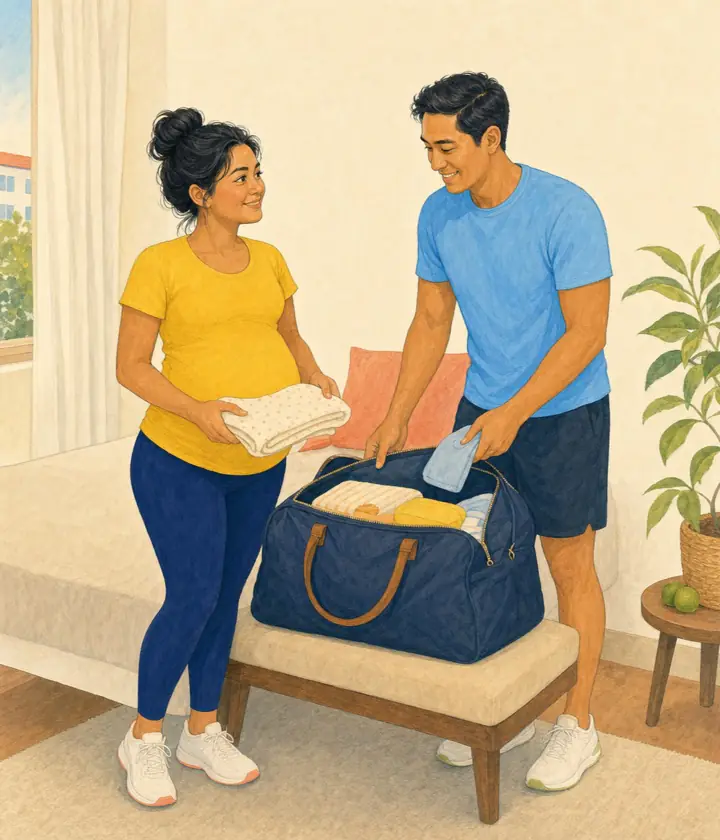 A couple calmly preparing for their baby at home